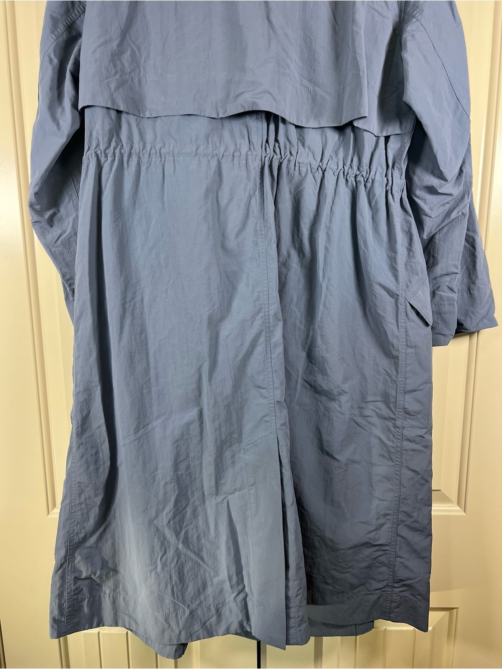 Athleta Luna Trench Coat Shadow Blue Double Breasted Long Jacket NWOT Size M - Picture 11 of 13